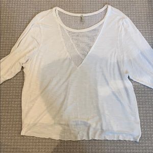 Emma and sam white long sleeve with mesh cutout